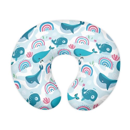 GOSTONG Cartoon Whalde Rainbow Cover Orange Polka Dot Pattern Soft Breathable Feeding Pillow Slipcover for Breastfeeding Moms, Fits Standard Infant Nursing Pillow for Boys Girls