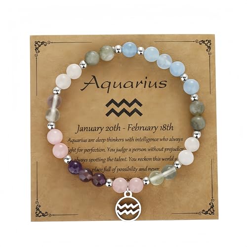 YADEZZN Twelve Aonstellations Bracelets, Teachers Day Gifts, Colored Natural Stone, Stainless Steel Pendant, A Inspirational Gift for Friends, Family and Lover, Sagittarius