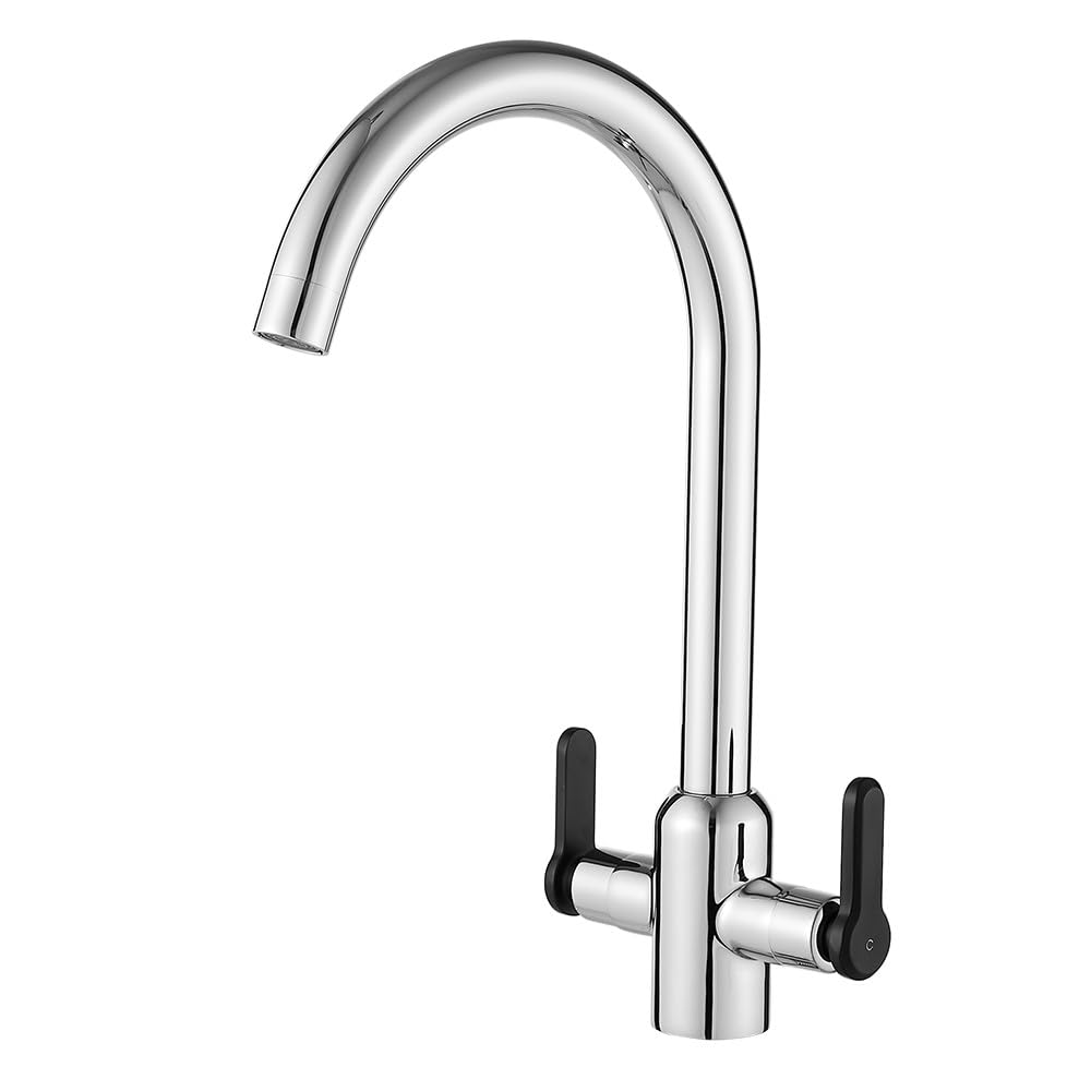 Mitigeur cuisine noir double commande - Confort quotidien pour îlot de cuisine