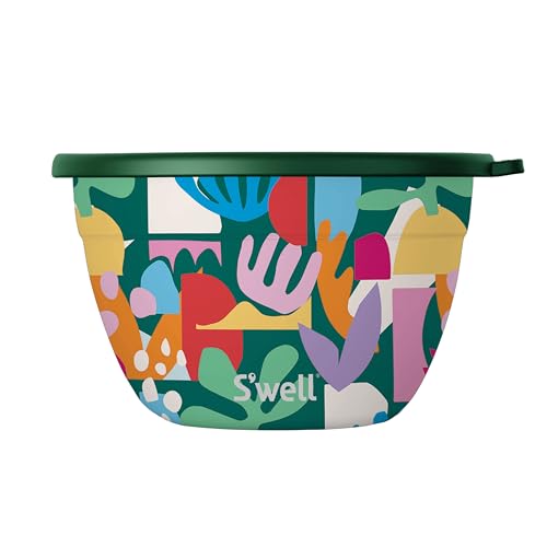 S'well Stainless Steel Salad Bowl Kit - 1.9 Litre, Paper Cutouts - Comes with 60ml Condiment Container and Removable Tray for Organisation - Leakproof, Easy to Clean, Dishwasher Safe