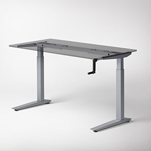 Image of Fully Jarvis Crank-Powered Standing Desk Frame Only - Supports Tops from 48 inch to 70 inch Wide and 30 inch deep (Not Included) - Adjustable Height from 27.5 inch to 46 inch Without Top (Silver Frame)