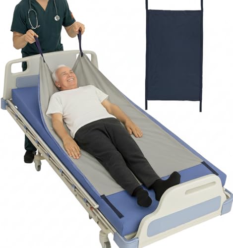 NYOrtho Bed Positioning Pad for Elderly - 35 X 55 Glide Transfer Sheet - Reusable Low-Friction Transfer Pads for Patients with 12 Ergonomic Handles - Supports Up to 575 Lbs