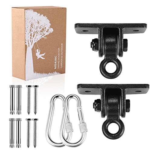 Swing Set Brackets, Mdairc Heavy Duty Swing Hangers For Wooden Sets Playground Porch Indoor Outdoor & Hanging With Snap Hooks (2 Pack Black Swing Hook) #TOP1