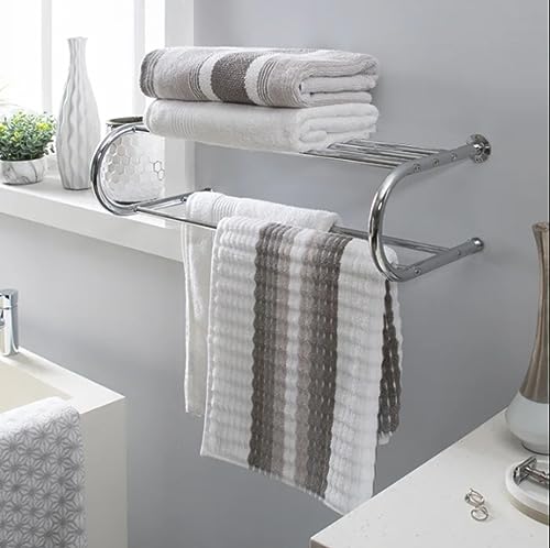 Wall Mounted Towel Rack,Silver, 57.5(W)x30(D)x19(H) cm - Image 2