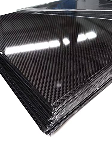 TEN-HIGH 3K Kohlefaser Platte 500×400×1 mm, Carbonfaserplatten 1 mm für Drohnenrahmen,1 Stück Twill Kohlefaserplatten Plattenmaterial mit Hoher Härte und Glänzender Oberfläche