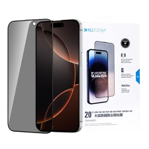 Image of KUZOOM Privacy Screen Protector for iPhone 15 Plus & 16 Plus - 9H Glass