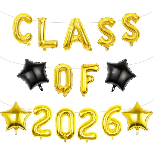 Pargleev Class of 2026 Graduation Balloons Set, Gold Foil Kit