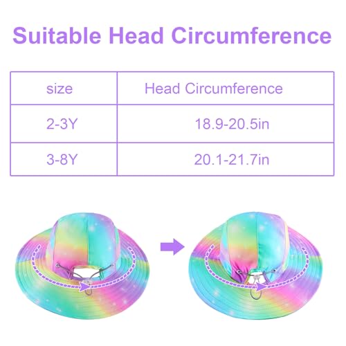Image of Kids Sun Hat for Toddler Girls Unicorn Bucket Hats UV Protection Summer Hat for Kids Wide Brim Fishing Hat 2-8 Years