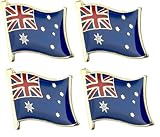 Juego de 4 insignias de bandera de Australia de metal esmaltado, talla única, Esmaltado