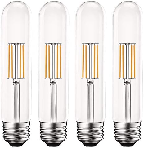 LUXRITE Vintage T9 LED Tube Light Bulbs 60W Equivalent, 2700K Warm White, 550 Lumens, Dimmable Edison Tubular Light Bulbs 5W, Clear Glass, LED Filament Bulb, UL Listed, E26 Standard Base (4 Pack)