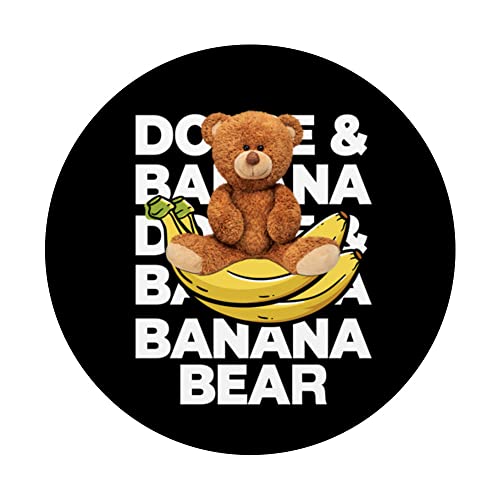 Cool Teddy Bear Banana Style, Banana Bear Graphic Design PopSockets Swappable PopGrip, Black - Image 3
