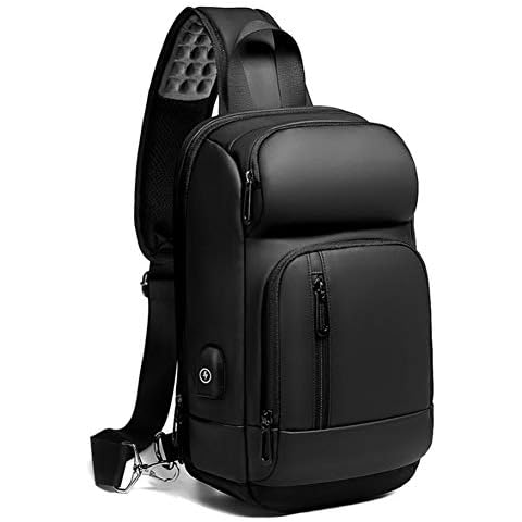 TUCUXY Mochila bandolera para hombre con USB Cover