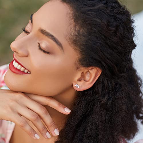 Voroco Cute Cat 925 Sterling Silver Open Hoop Earring With Black Cubic Zirconia, Animal Earrings Gifts For Women… #TOP2