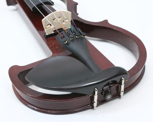 WUQIMUSC Electric violin 4/4 full size Silent Electric Violin Solid Wood body Ebony Fittings with case,bow, headphone,cable,strings for Students, Beginners and Adults (Wine red), EV8 small jack - Thumbnail 5