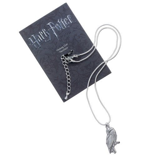Pendentif Harry Potter Hedwige La Chouette - Métal Argenté - Années 2000 - Longueur 41-45 Cm - Occasion