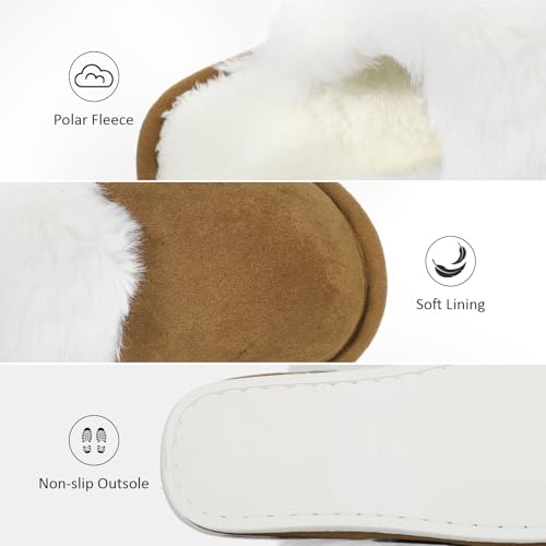 GOKTOW Fuzzy Faux Fur House Slippers for Women Winter Indoor Outdoor Non-Slip Easy Clean Slippers2