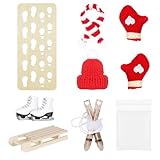 Accessoires: Mini Snow set comprend chapeau + écharpe + chaussures de ski + planche à neige + planche à neige + paquet de flocons de neige + 2 ensembles de gants, mini chapeau, écharpe et gants tissés à partir de laine de haute qualité.
