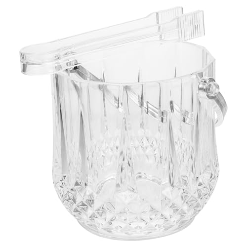 MAGICLULU Secchiello per Ghiaccio 2 Pezzi Pinze in Plastica Trasparente, Contenitori Portatili per Tavolo e Party, Uso Domestico