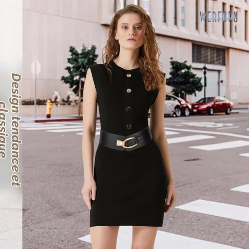 WERFORU Ceinture Large Élastique pour Femmes - Ceinture Épaisse Mode avec Boucle Alliage pour Robes – vue 4