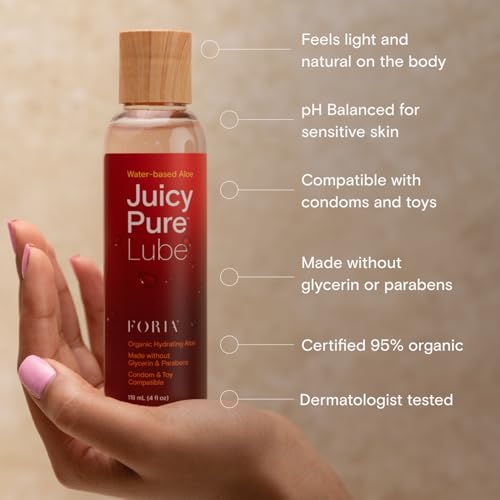 Image of FORIA Juicy Pure Lube Water-Based Hydrating Aloe Lube - 95% Organic, pH-Balanced Personal Lubricant for Men, Women & Couples - 4 fl oz (118 ml)
