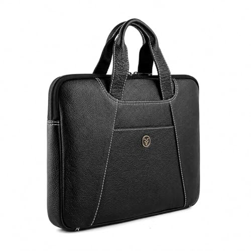 Image of Goatter Genuine Leather Laptop Sleeve Bag Compatible With 13 Inch Laptops | Premium Vintage Leather Laptop Carry Case for Men| Slim Office Messenger bag with Handle |