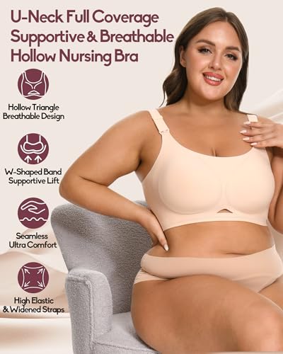 3 Pack Nursing Bras for Breastfeeding, Seamless Full Coverage Ultra Comfort Maternity Bra Wireless Side Support Pregnancy Bra2