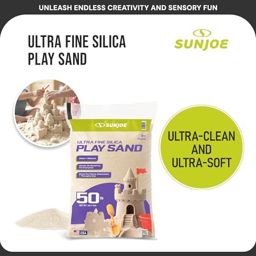 Sun Joe Silica Play Sand for Sandbox, Sensory Table & Gardens, Ultra Fine, 50 Lb Bag - Indoor & Outdoor Craft Accessory for Molding, Digging & Sculpting, PLYSAND50 - 3