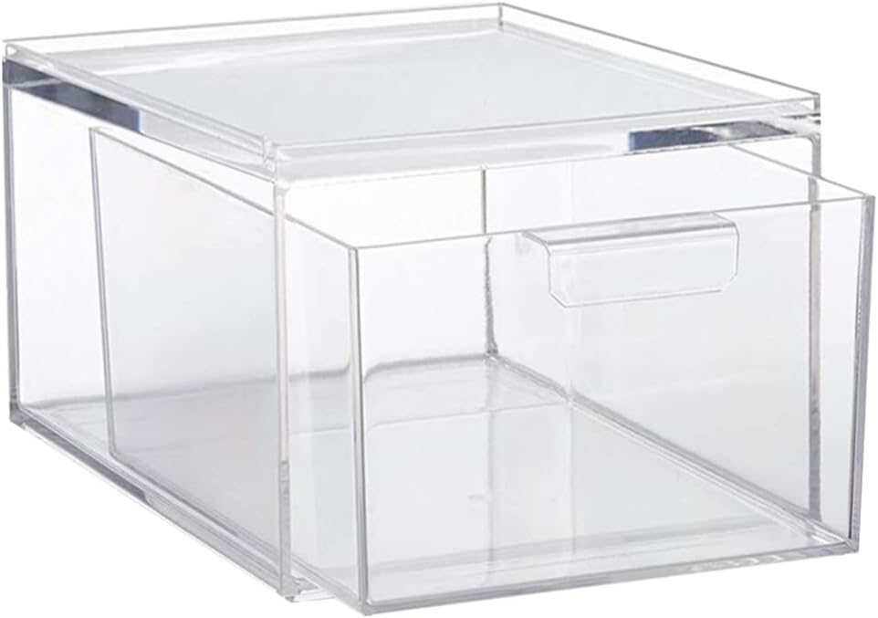 Alipis Drawer Storage Organizer Stackable Storage Drawers for Desktop Laundry‼️item dimensions vary 1 big and 1 small container great for laundry area or office (light scratches on outer edges‼️