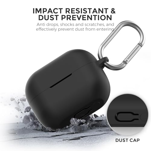 AhaStyle Silicone Case for Samsung Galaxy Buds 3 FE (2025) / Buds3 Pro and Buds 3 (2024) Shockproof Full Protective Skin Case Cover Compatible with Samsung Galaxy Buds3 Series (Black)