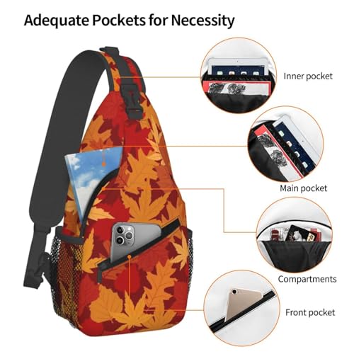 Funny Thanksgiving Pumpkin Sling Backpack, Multipurpose Autumn Leaves Crossbody Shoulder Bag Travel Hiking Daypack4
