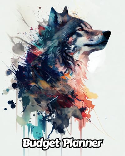 Watercolor Wolf Budget Planner: Daily, Weekly and Monthly Spending Tracker for Personal Finance | Forest Animals, Gift For Animal Lovers | 52 Weeks and 12 Months Undated Calendars | 8 x 10 Inches | v1