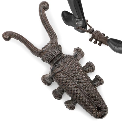 Elsjoy Cast Iron Beetle Boot Jack, 11 Inch Heavy Duty Shoe Remover Cowboy Boot Puller for Work Boots, Muck Boots