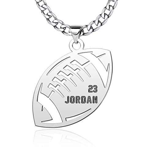 Personalized Jersey Number Necklaces for Mens Athletes Sport Pendant Chain for Boys Stainless Steel Baseball Football