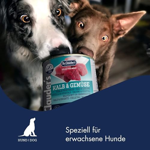 DR.CLAUDER'S - Selected Meat Prebiotic | Nassfutter in Lebensmittelqualität mit Inulin für eine gesunde Darmflora bei ausgewachsenen Hunden. Alleinfutter in der Dose | 400g Kalb&Gemüse