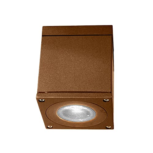 Faretto plafoniera soffitto attacco LED GU10 lampada quadrata esterno impermeabile IP65 luci balcone terrazzo parcheggi ingresso 230V (Colore Corten)