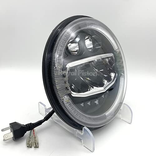 Image of Smart LED 7inch HJG Headlight with 3 in 1 Yellow, White, Blue Light DRL -12V Korean LED Compatible with Royal Enfield All Models, Thar, Gypsy