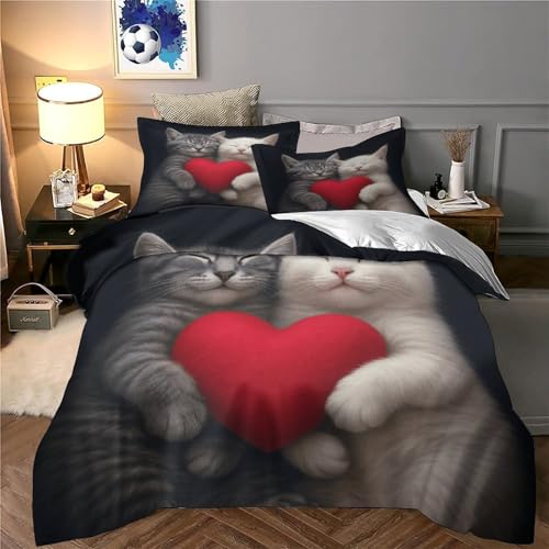 Housse de couette chat microfibre hypoallergique 140x200 finie la corvée de repassage avec zip - 6