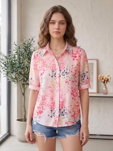 Image of URBAN OX Women's Casual Shirt - Stylish Printed Long Top for Women & Girls | Elegant Shirt for Women | Breathable Summer Tops for Women