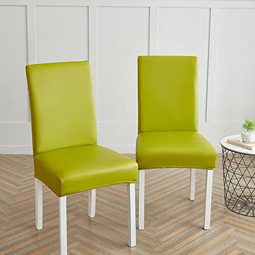 Housse chaises 6 pièces KnSam en cuir PU imperméable jaune vert