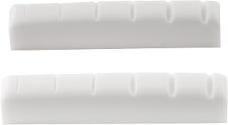 Musiclily Pro Urea Resin Plastic Slotted 44mm Electric Guitar Les Paul Nuts Flat Bottom for 6-string LP Style Guitar, White(Set of 2)