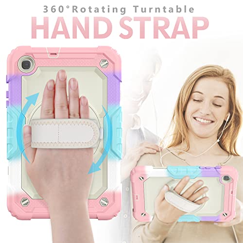 Heavy Duty Shockproof TPU Case for Samsung Galaxy Tab A 8.4 SM-T307/T307U 2020 Kids Case,Rugged Dropproof Protective Cover W Screen Protector+Rotating Kickstand+Handle+Shoulder Strap,Pink