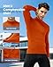 LWISMIL Orange Compression Shirt Long Sleeve for Men Breathable Cool Dry Moisture Wicking Sports Base Layer Undershirt
