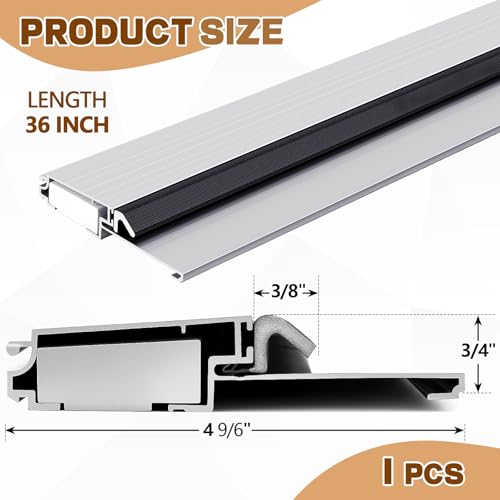 Tandefio 1 Pcs 4-9/16"x1"x36" Exterior Door Threshold Heavy Duty Silver Aluminum Outswing Fixed Bumper Sill, Composite Material Base with Aluminum Top and Seal Outswing Door Threshold (Silver) by Tandefio - Image 2