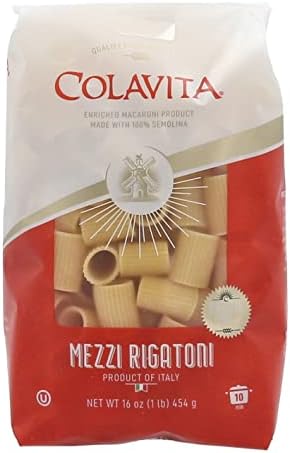 Colavita Pasta, Mezzi Rigatoni, 16 Ounce (Pack of 20)