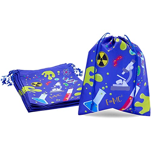 Drawstring Favor Bags for Kids Science Birthday Party (10 x 12 in, 12 Pack) Drawstring Favor Bags for Kids Science Birthday Party (10 x 12 in, 12 Pack)
