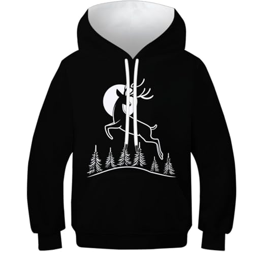 Sweat wapiti capuche anti-décoloration pull confortable imprimé 3D ado 12-14Y