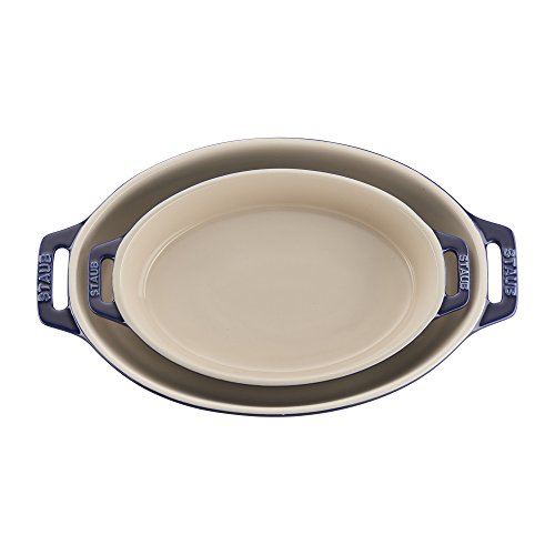 Staub Ceramics Oval Baking Dish Set, 2-Piece, Dark Blue #TOP1