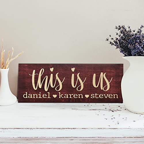 This Is Us, Personalized Family Sign W/Names - 4 Wooden Colors, 2 Sizes - Decorative Wooden Wall Decor #TOP3