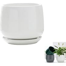 Nordic Style Large Ceramic Flower Pot, Stylish Decorative Plant Pot with Round Basin, Perfect for Planting Succulents and Bonsai Pots, For Interior Decoration, Ceramic Pot with Deep Drain