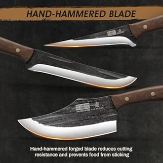 HOSHANHO Butcher Knife Set, Hand Forged Butcher Chef Knife Set with Roll Bag, Sharp Meat Cleaver Knife & Bone Chopper Knives & Fillet Knives for Home & Camping & BBQ Gift for Men
